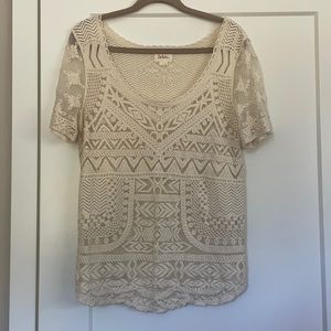 Deletta short-sleeve blouse - beautiful cream lace top - from Anthropologie